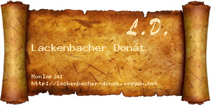 Lackenbacher Donát névjegykártya